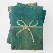 Green Gold Glitzer Sparkle Weihnachtsbaum Geschenkpapier Set (Beispiel)