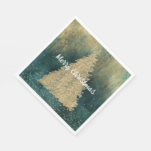 Green Gold Glitzer Sparkle Weihnachtsbaum Serviette (Ecke)