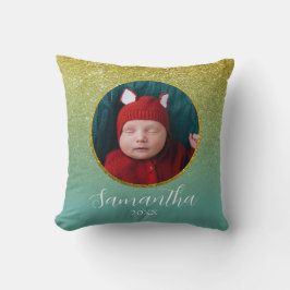 Green Gold Glitzer Weihnachten Personalisiertes Fo Kissen