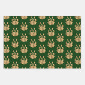 Green Gold Glitzer Weihnachtsglocken und Rentiere Geschenkpapier Set (Vorderseite 2)