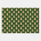 Green Gold Glitzer Weihnachtsglocken und Rentiere Geschenkpapier Set (Vorderseite)