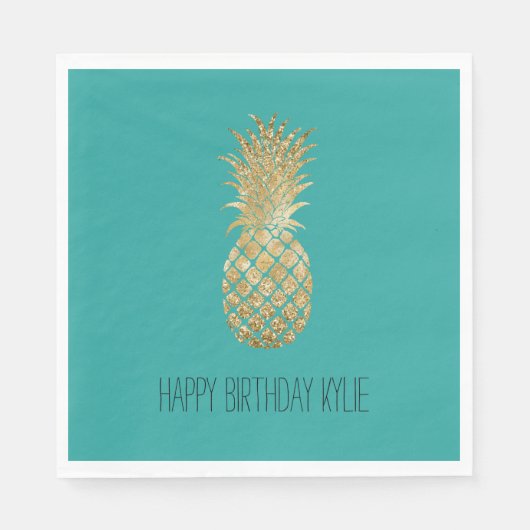 Green Gold Glitzy Pineaple Serviette (Vorderseite)