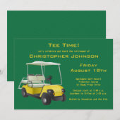 Green Gold Golf Cart Retirement Party Einladung (Vorne/Hinten)
