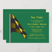 Green Gold Golf Flag Retirement Party Einladung (Vorne/Hinten)