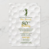 Green Gold Golfball Golfer Golf 80. Geburtstag Einladung (Vorne/Hinten)