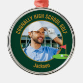 Green Gold Golfer Photo High School Golf Team Ornament Aus Metall (Vorne)