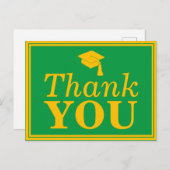 Green Gold Grad Cap Vielen Dank Postkarte (Vorne/Hinten)
