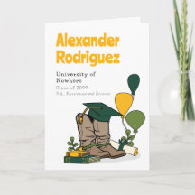 Green/Gold Graduation Cap Cowboy Boot Arrangement