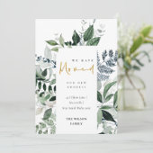 Green Gold Greenerity Frame Wir haben Moved Card Dankeskarte (Stehend Vorderseite)