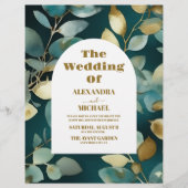 Green Gold Greenery Eukalyptus Wedding Flyer (Vorne)
