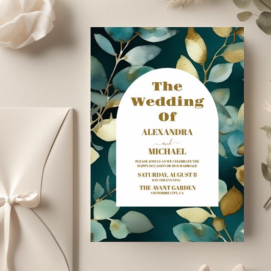 Green Gold Greenery Eukalyptus Wedding Flyer