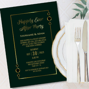 Green Gold Happily Ever After Hochzeitsempfang Einladung