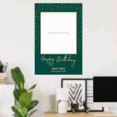 Green & Gold Happy Birthday Foto Frame Prop Poster (Heimbüro)