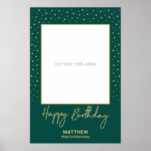 Green & Gold Happy Birthday Foto Frame Prop Poster