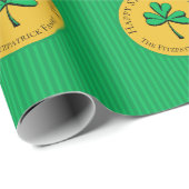 Green & Gold Happy St Patrick's Day Green Striping Geschenkpapier (Rolleneckpunkt)