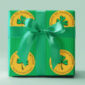 Green & Gold Happy St Patrick's Day Green Striping Geschenkpapier