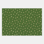 Green Gold Hearts Stars Circles Random Muster Geschenkpapier Set (Vorderseite 3)