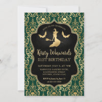 Green Gold Hexe and Skulls Damask 21. Geburtstag