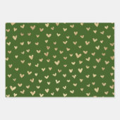 Green Gold Holiday Liebe Herz Muster Geschenkpapier Set (Vorderseite)