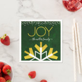 Green Gold Holiday Snowflake Joy Modern Typography Serviette (Beispiel)
