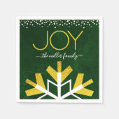 Green Gold Holiday Snowflake Joy Modern Typography Serviette (Vorderseite)