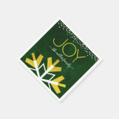 Green Gold Holiday Snowflake Joy Modern Typography Serviette (Ecke)