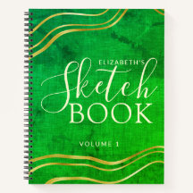 Green Gold Individuelle Name Modern Sketchbook
