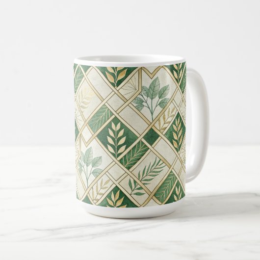 GREEN & GOLD IRISH BRANCHES & VINES KAFFEETASSE (VorderseiteRechts)
