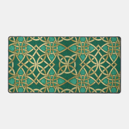 GREEN & GOLD IRISH CELTIC KNOTS SCHREIBTISCHUNTERLAGE