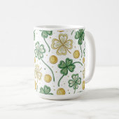 GREEN & GOLD IRISH CELTIC SHAMROCKS KAFFEETASSE (VorderseiteRechts)