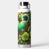 GREEN & GOLD IRISH HEARTS AND FLOWERS TRINKFLASCHE (Rückseite)