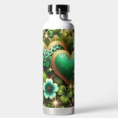 GREEN & GOLD IRISH HEARTS AND FLOWERS TRINKFLASCHE (links)
