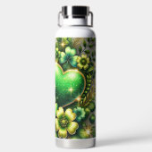 GREEN & GOLD IRISH HEARTS AND FLOWERS TRINKFLASCHE (Rückseite)