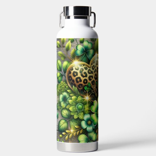 GREEN & GOLD IRISH HEARTS AND FLOWERS TRINKFLASCHE (Vorderseite)