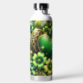 GREEN & GOLD IRISH HEARTS AND FLOWERS TRINKFLASCHE (links)