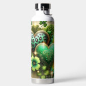 GREEN & GOLD IRISH HEARTS AND FLOWERS TRINKFLASCHE (links)