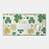 GREEN & GOLD IRISH SHAMROCKS & FLOWERS SCHREIBTISCHUNTERLAGE (Tastatur & Maus)