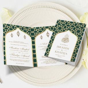 Green Gold Islamisches Muster QR Code Muslime Hoch Einladung