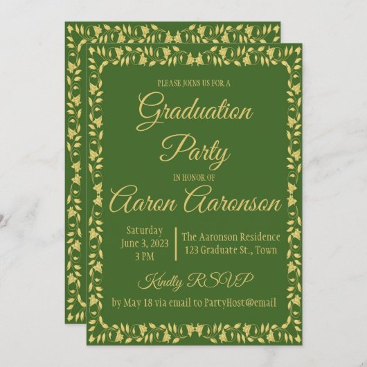 Green & Gold Ivy Border Abschluss Foto (Vorne/Hinten)