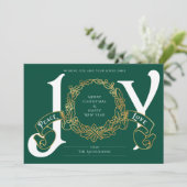 Green Gold Joy Peace Liebe Custom Christmas Card (Stehend Vorderseite)