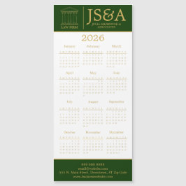 Green Gold Justice Columns Law Firm Logo 2026 Magnetkarte