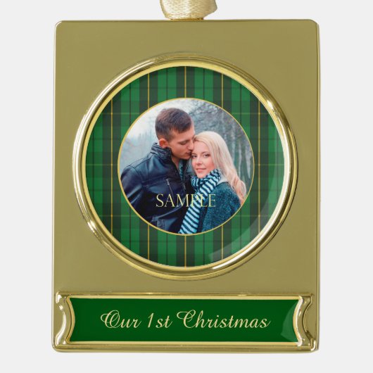 Green Gold Kariert neu Banner-Ornament Gold (Vorderseite)