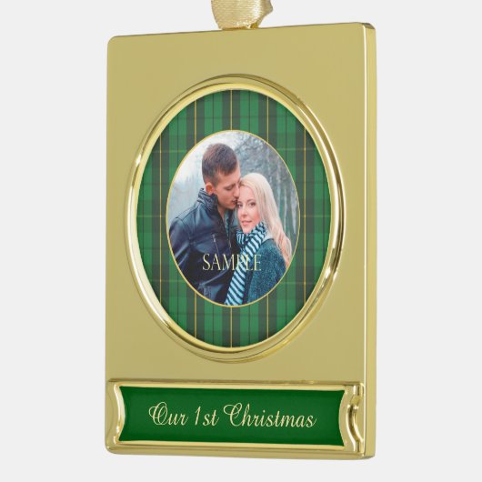 Green Gold Kariert neu Banner-Ornament Gold (Links)