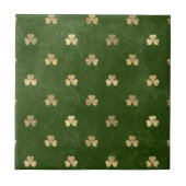 Green & Gold Kleeblatt Muster Irish Keramik Tiles Fliese (Vorderseite)