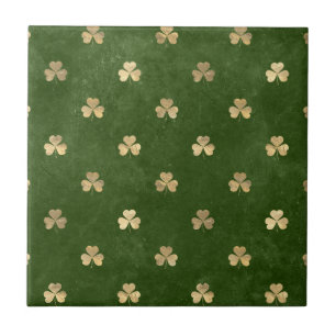 Green & Gold Kleeblatt Muster Irish Keramik Tiles Fliese