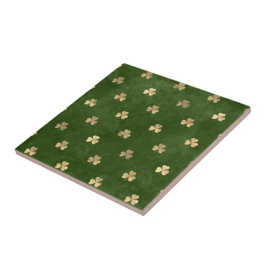 Green & Gold Kleeblatt Muster Irish Keramik Tiles Fliese (Seite)