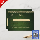 Green Gold Lace Hochzeit RSVP für Match Inv Postkarte