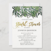 Green Gold Leaf Brautparty Einladung (Vorderseite)