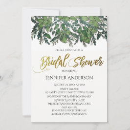 Green Gold Leaf Brautparty Einladung