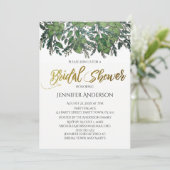 Green Gold Leaf Brautparty Einladung (Stehend Vorderseite)